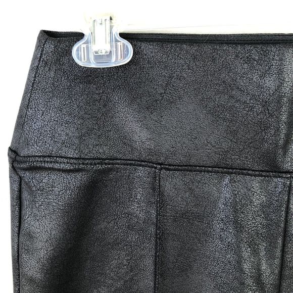 Nine West Stretch Knit Legging Womens Size M Faux Leather Stretchy Black Crackle - Picture 5 of 14